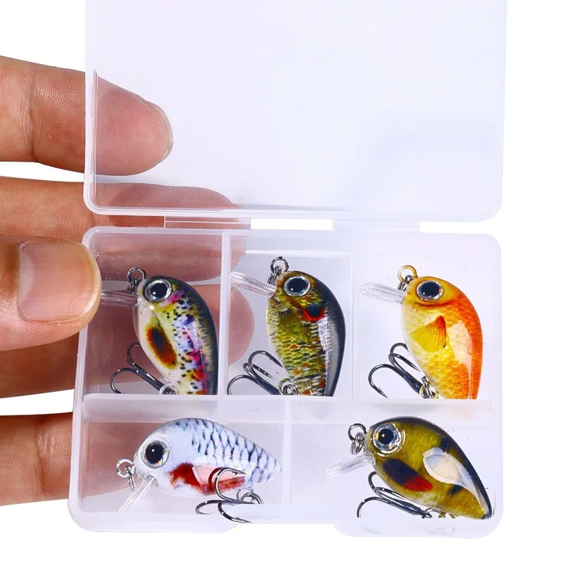 5 pezzi di mini esche artificiali bionic per la pesca in acqua salata e dolce, imitazione di pesci - 008-1