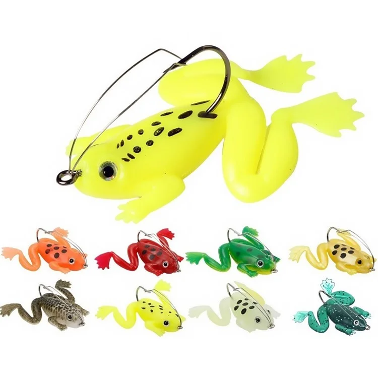 Esca a Rana Soft Bait 3g 4cm per Pesca Topwater, Rana Artificiale Realistica con Amo - Giallo
