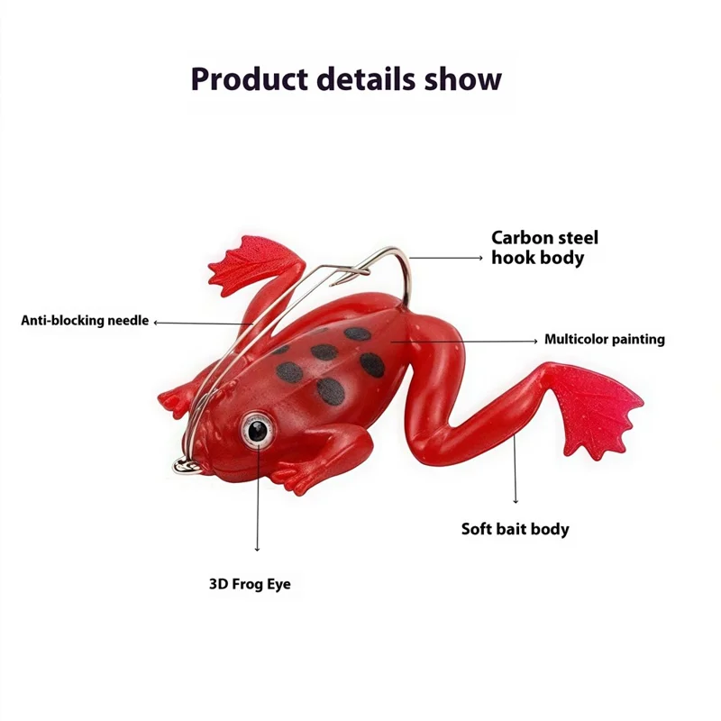 Frog Design Soft Bait 3g 4cm Topwater Realistische Kunstmatige Scharretje Vis Aas met Haak - Rood