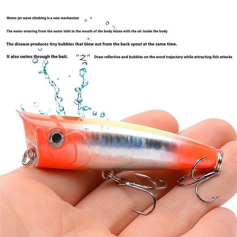 P0059 Popper Lure Topwater Fishing Bait Mini Floating Artificial Bait For Surface Angling  /  Fish Attracting - 1#