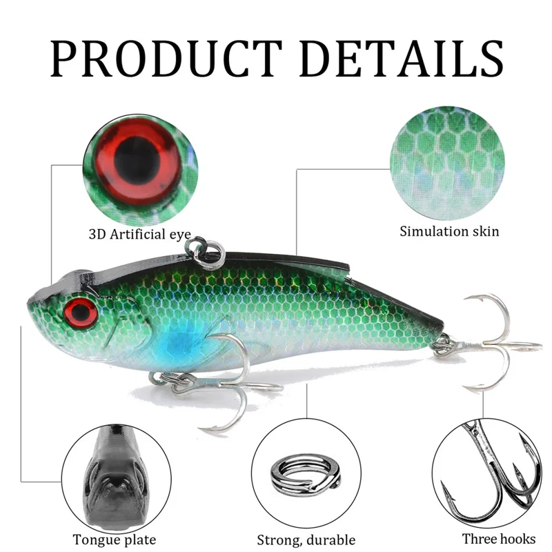 CH118 8cm 15g VIB Lure Sinking Vibration ABS Hard Bait Long Casting Fishing Lure with Treble Hook - Style 2
