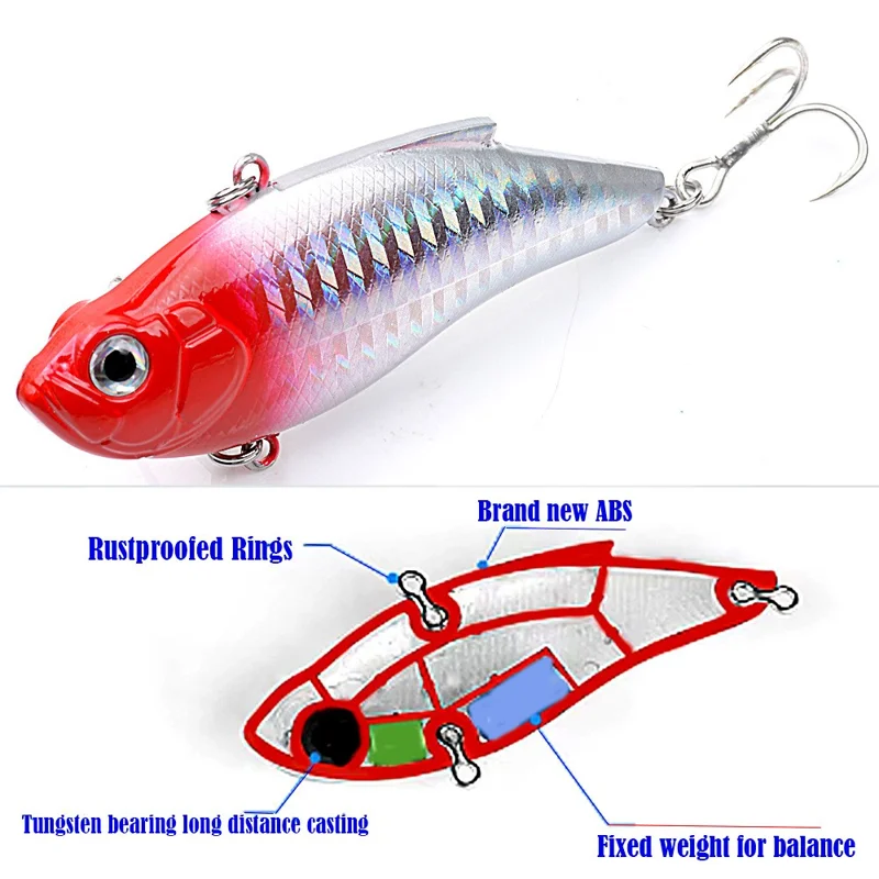 CH118 8cm 15g VIB Lure Sinking Vibration ABS Hard Bait Long Casting Fishing Lure with Treble Hook - Style 2