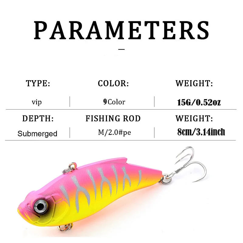 CH118 8cm 15g VIB Lure Sinking Vibration ABS Hard Bait Long Casting Fishing Lure with Treble Hook - Style 2