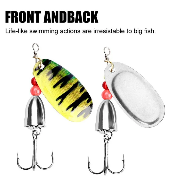 FTK-12H-ZDT Cucchiaino Rotante Esca Metallica Spinner con Amo Triplo per Pesca in Torrente - 9-5#
