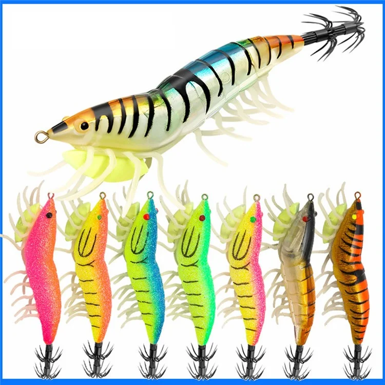 Esca da Pesca a Forma di Gambero Luminosa 11,5 cm 24 g - Esca Realistica Galleggiante Lenta per Pesca in Mare con Amo