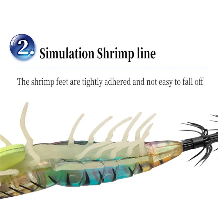 Esca da Pesca a Forma di Gambero Luminosa 11,5 cm 24 g - Esca Realistica Galleggiante Lenta per Pesca in Mare con Amo