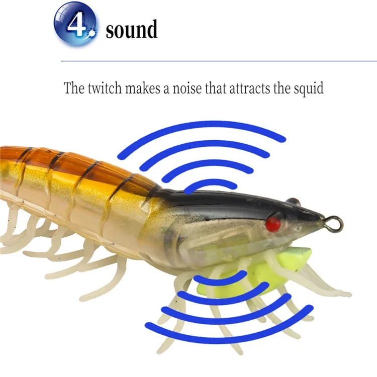 Esca da Pesca a Forma di Gambero Luminosa 11,5 cm 24 g - Esca Realistica Galleggiante Lenta per Pesca in Mare con Amo