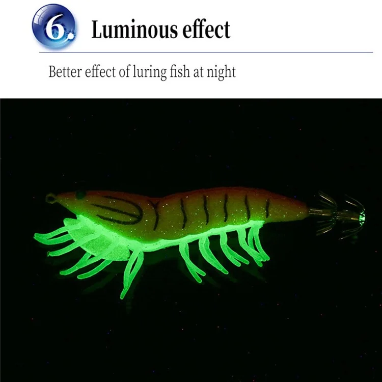 Esca da Pesca a Forma di Gambero Luminosa 11,5 cm 24 g - Esca Realistica Galleggiante Lenta per Pesca in Mare con Amo