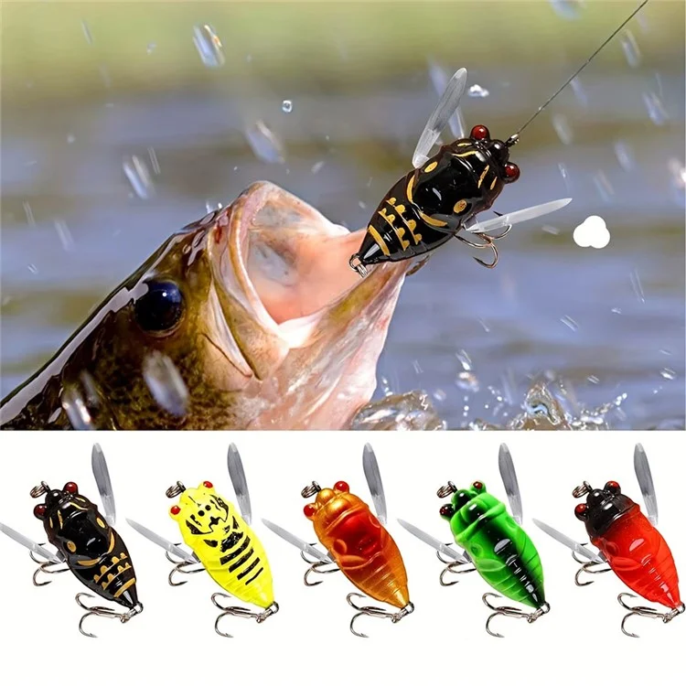 Esca per insetto bionico Cicala 4cm / 6,4g Esca da pesca in plastica dipinta - Colore A