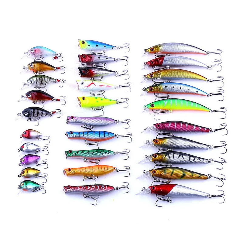 HENGJIA 26Pcs Fishing Lure Freshwater Saltwater Minnow Popper Crankbait Artificial Bait Kit