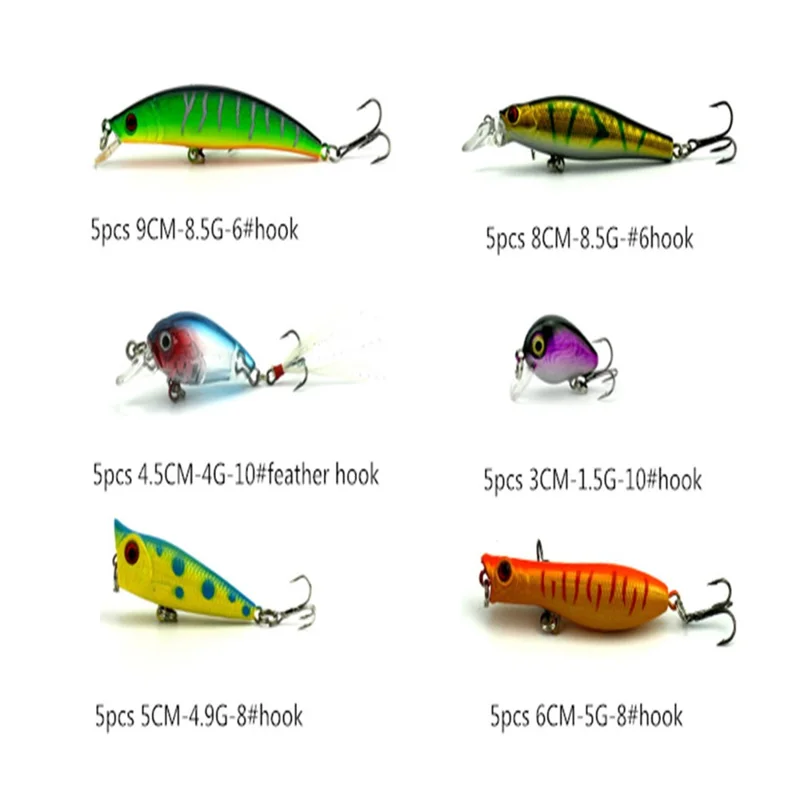 HENGJIA 26Pcs Fishing Lure Freshwater Saltwater Minnow Popper Crankbait Artificial Bait Kit