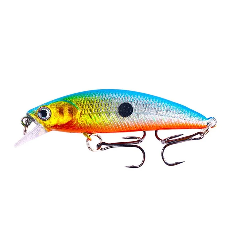 HENGJIA MI161 10 Pezzi Esche Minnow Galleggianti di Colori Misti, 6,9 cm, 5g, Set con Ami Misura 8