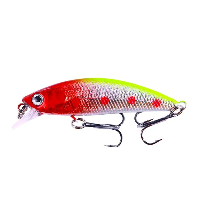 HENGJIA MI161 10 Pezzi Esche Minnow Galleggianti di Colori Misti, 6,9 cm, 5g, Set con Ami Misura 8