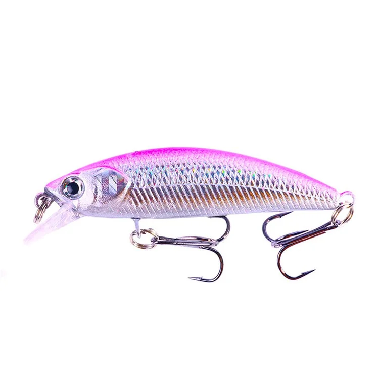 HENGJIA MI161 10 Pezzi Esche Minnow Galleggianti di Colori Misti, 6,9 cm, 5g, Set con Ami Misura 8