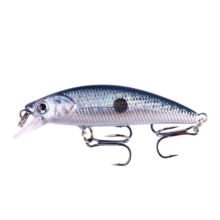 HENGJIA MI161 10 Pezzi Esche Minnow Galleggianti di Colori Misti, 6,9 cm, 5g, Set con Ami Misura 8