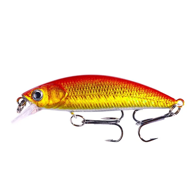 HENGJIA MI161 10 Pezzi Esche Minnow Galleggianti di Colori Misti, 6,9 cm, 5g, Set con Ami Misura 8