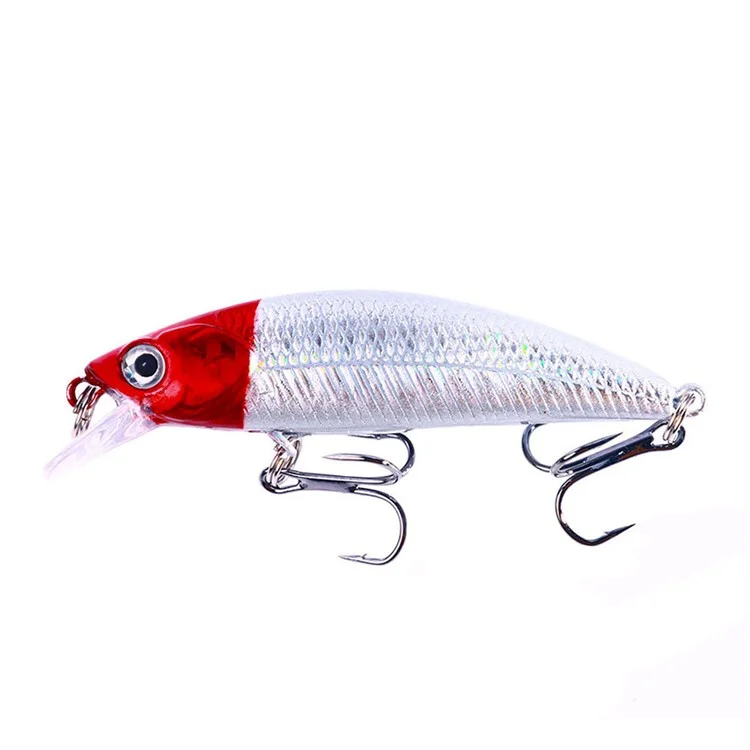 HENGJIA MI161 10 Pezzi Esche Minnow Galleggianti di Colori Misti, 6,9 cm, 5g, Set con Ami Misura 8