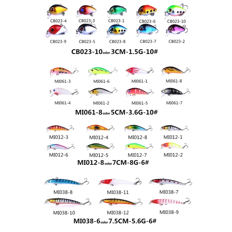 HENGJIA 56Pcs Fishing Lure Long Distance Casting Artificial Fish Bait Kit