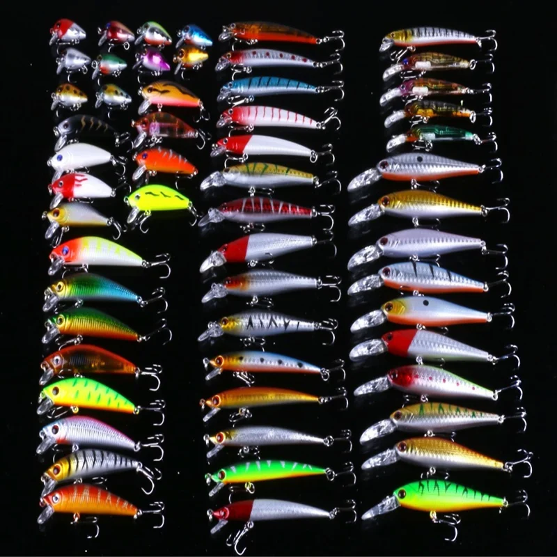 HENGJIA 56Pcs Fishing Lure Long Distance Casting Artificial Fish Bait Kit