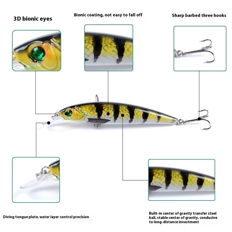 LB106 11cm 11.5g Fishing Lure Minnow Hard Bait Lifelike Painted Bionic Lure - Color 1