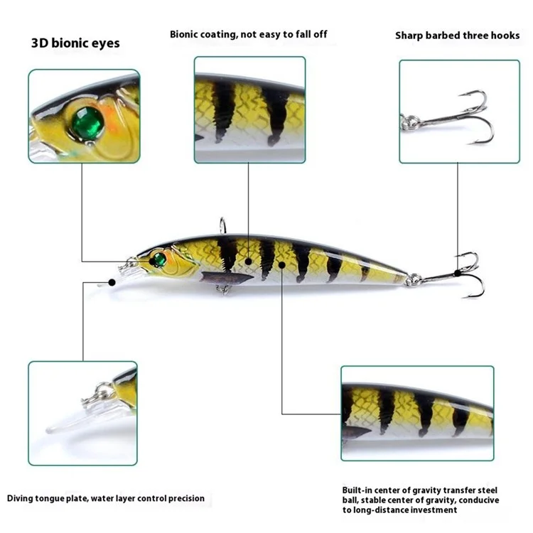 LB106 11cm 11.5g Fishing Lure Minnow Hard Bait Lifelike Painted Bionic Lure - Color 3