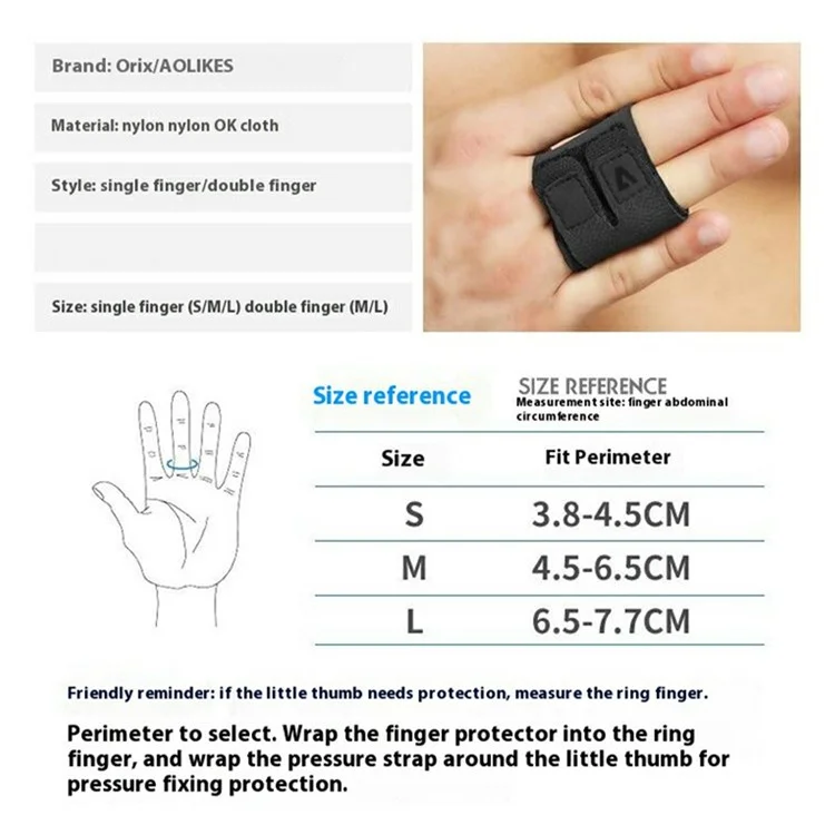 AOLIKES 1581 Double Finger Support Compression Finger Sleeve Joint Protection for Basketball / Volleyball - L