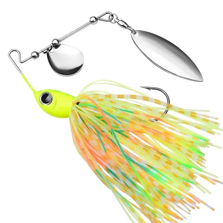 PROBEROS DW615 Leurre de pêche 14g Spinnerbait en alliage de plomb Jupe sans herbe Naturel
