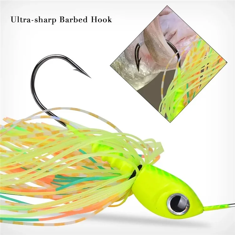 PROBEROS DW615 Leurre de pêche 14g Spinnerbait en alliage de plomb Jupe sans herbe Naturel