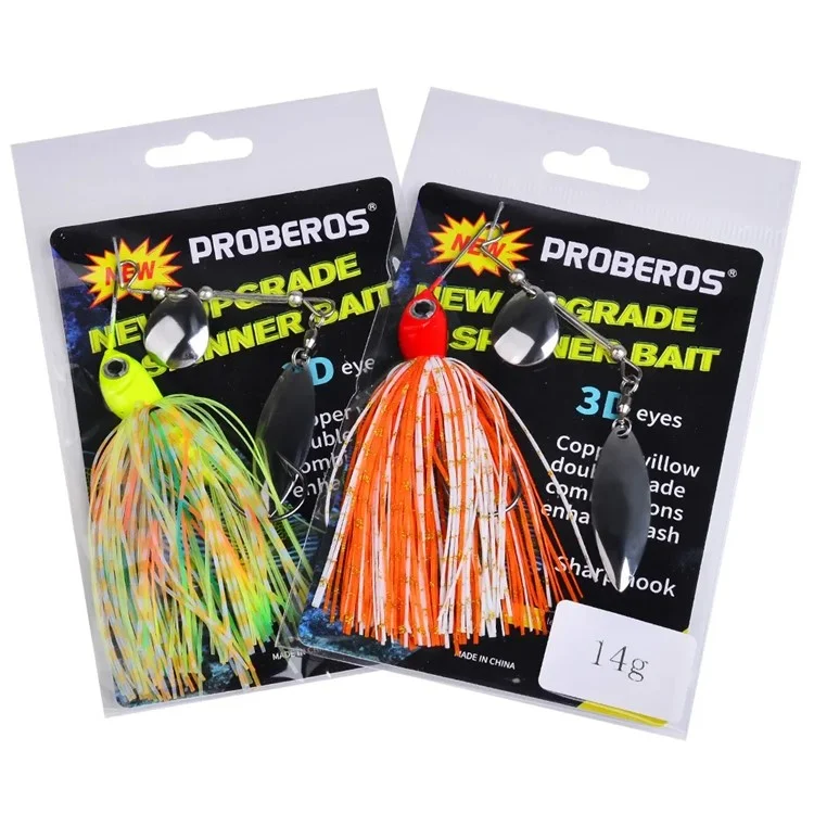 PROBEROS DW615 Leurre de pêche 14g Spinnerbait en alliage de plomb Jupe sans herbe Naturel