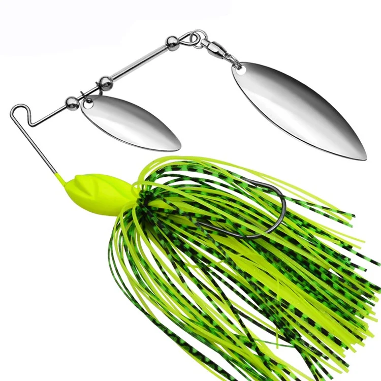 PROBEROS DW616 Leurre Spinnerbait de 10g en Alliage de Plomb avec Jupe Anti-Végétation, Appât de Pêche Ultra-Réaliste - Couleur A