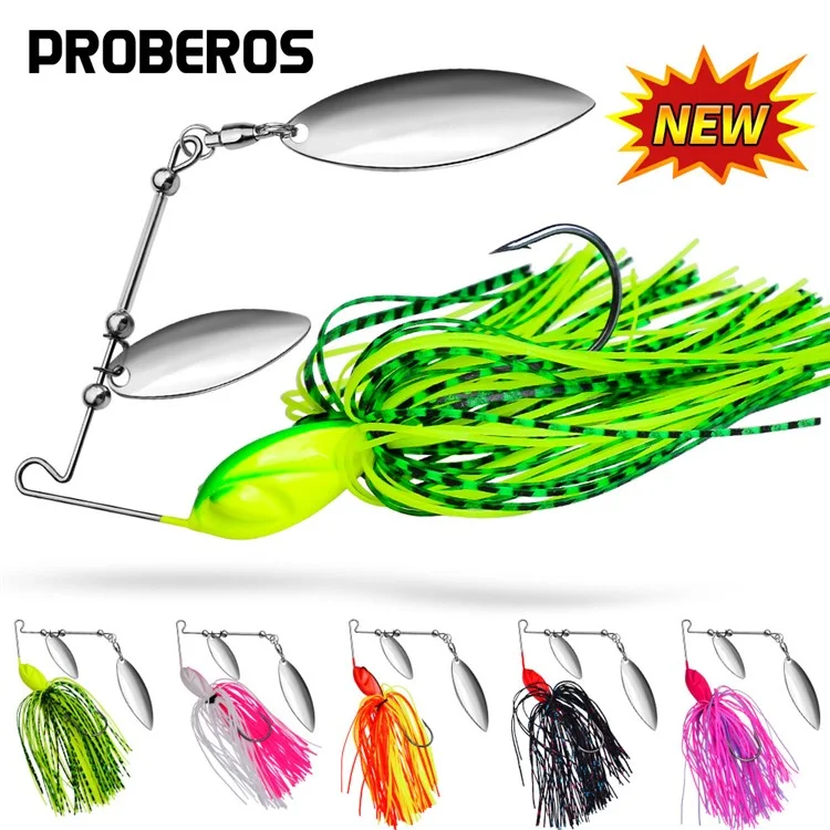 PROBEROS DW616 Leurre Spinnerbait de 10g en Alliage de Plomb avec Jupe Anti-Végétation, Appât de Pêche Ultra-Réaliste - Couleur A