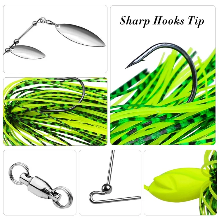 PROBEROS DW616 Leurre Spinnerbait en Alliage de Plomb avec Jupe Anti-Végétation - Appât de Pêche Ultra-Réaliste - Couleur A
