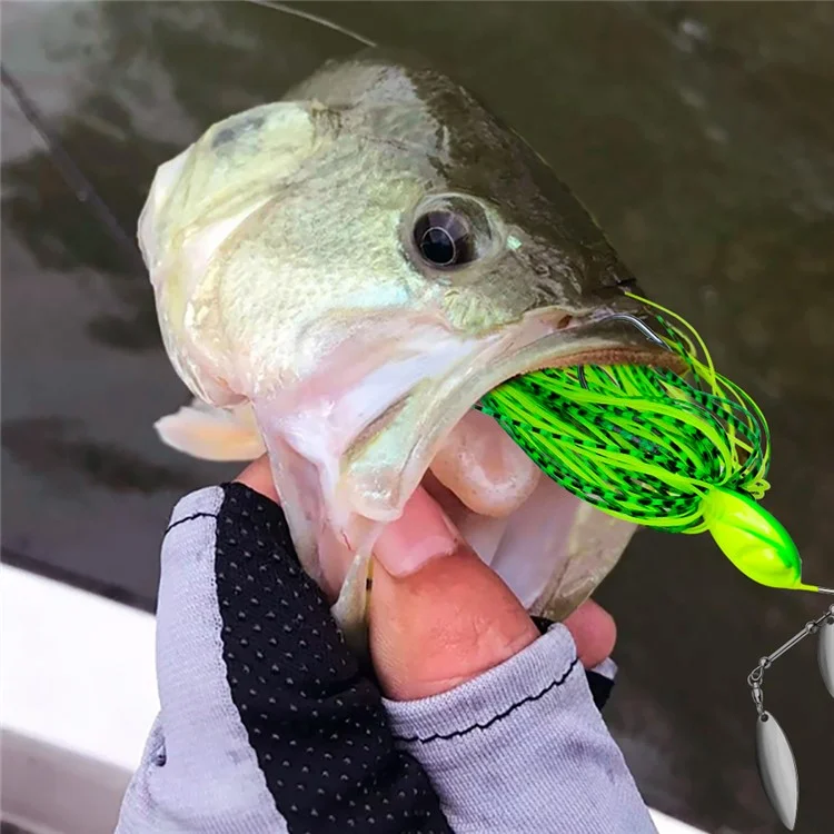 PROBEROS DW616 Leurre Spinnerbait en Alliage de Plomb avec Jupe Anti-Végétation - Appât de Pêche Ultra-Réaliste - Couleur A