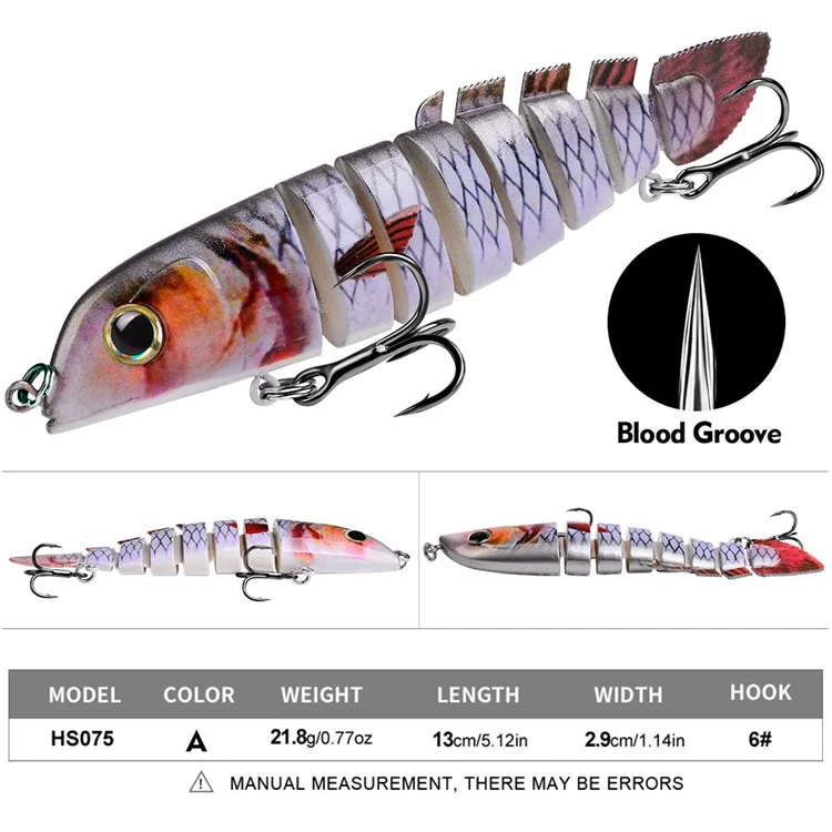 PROBEROS HS075 Sinking Multi-Section Loach Lure 13cm 21.8g Bionic Bait Fishing Tackle - Color A