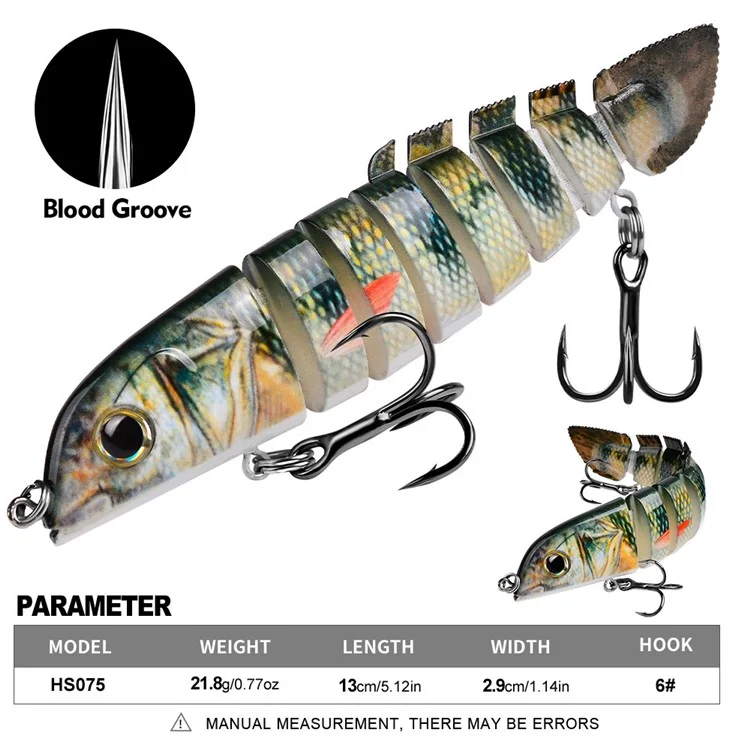 PROBEROS HS075 Sinking Multi-Section Loach Lure 13cm 21.8g Bionic Bait Fishing Tackle - Color A