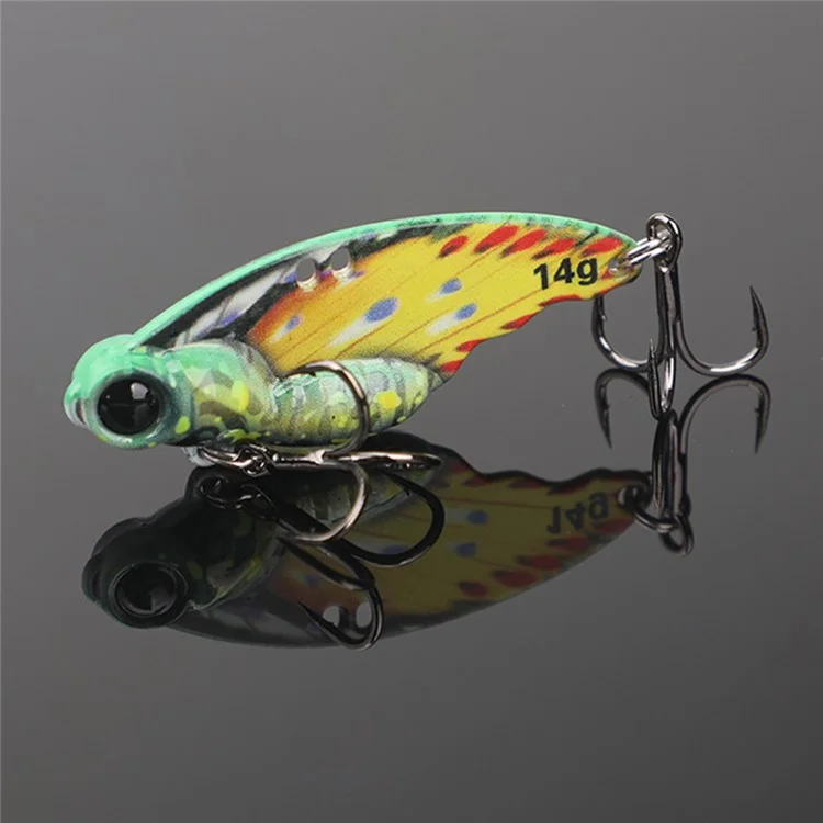 8g 4,3 cm Diseño realista de mariposa VIB Señuelo de pesca de metal que se hunde Cebo duro para lanzamiento a larga distancia - Verde