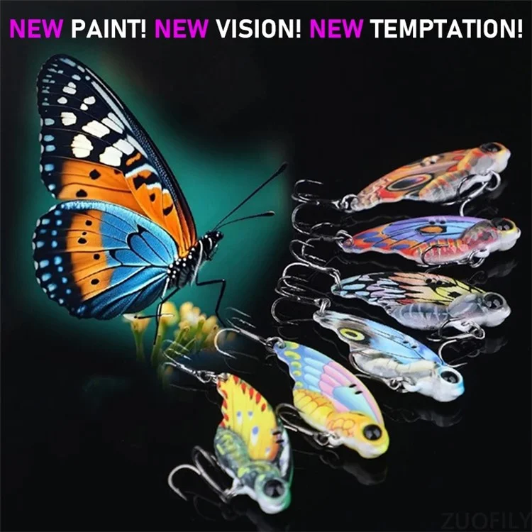 14g 5.5cm Butterfly VIB Metal Fishing Lure Zinc Alloy Long Casting Sinking Hard Bait - Pink