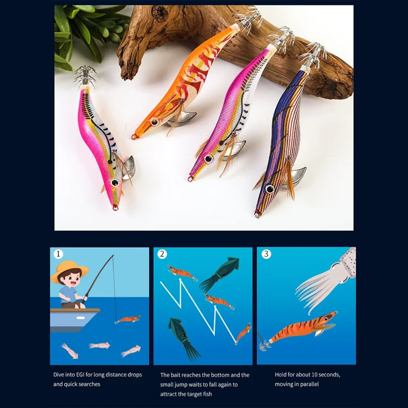 SQUID KING MX06 11.5cm 14.5g Luminous Shrimp Squid Lure Realistic Slow Sinking Sea Fishing Bait with Hook - Style A