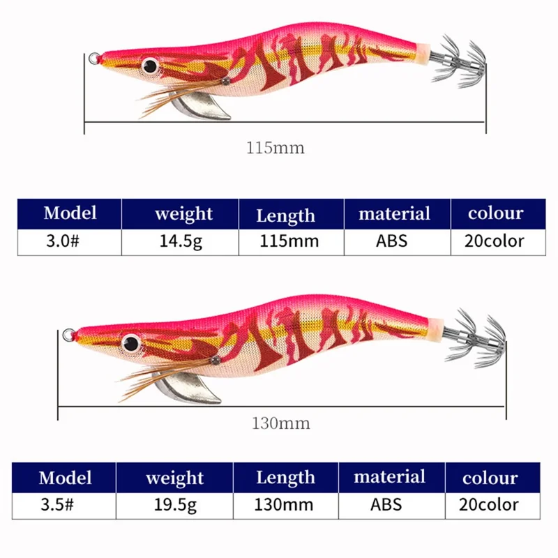 SQUID KING MX06 11.5cm 14.5g Luminous Shrimp Squid Lure Realistic Slow Sinking Sea Fishing Bait with Hook - Style A
