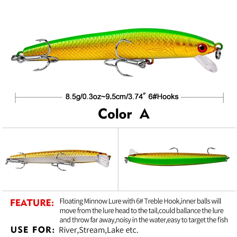 PROBEROS DW1198 Lifelike Plastic Fishing Lures Minnow Lure Swimbait with Hook - Style A