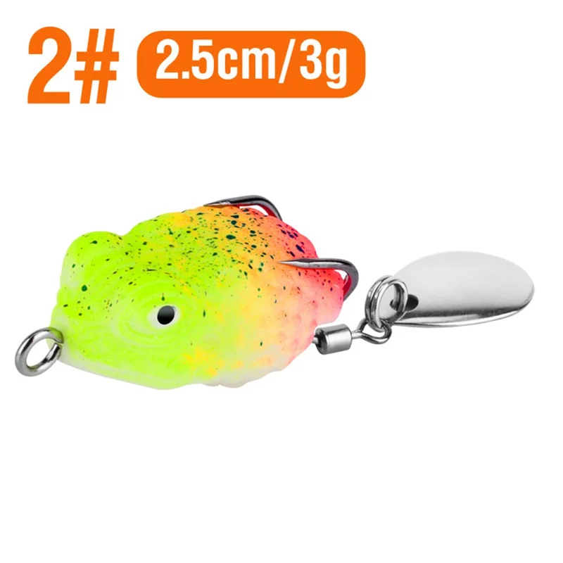 Mini Frog Lure 2.5cm 3g Soft Body Double Hook Fishing Bait with Noisy Sequin - Color 2