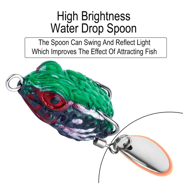 Mini Frog Lure 2.5cm 3g Soft Body Double Hook Fishing Bait with Noisy Sequin - Color 10