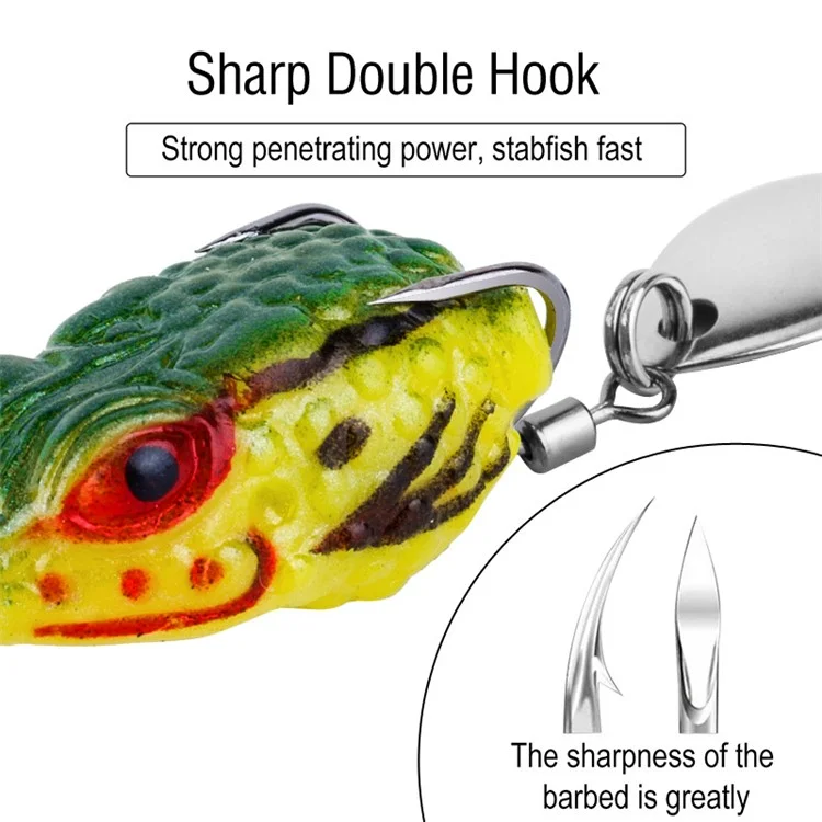 Mini Frog Lure 2.5cm 3g Soft Body Double Hook Fishing Bait with Noisy Sequin - Color 10