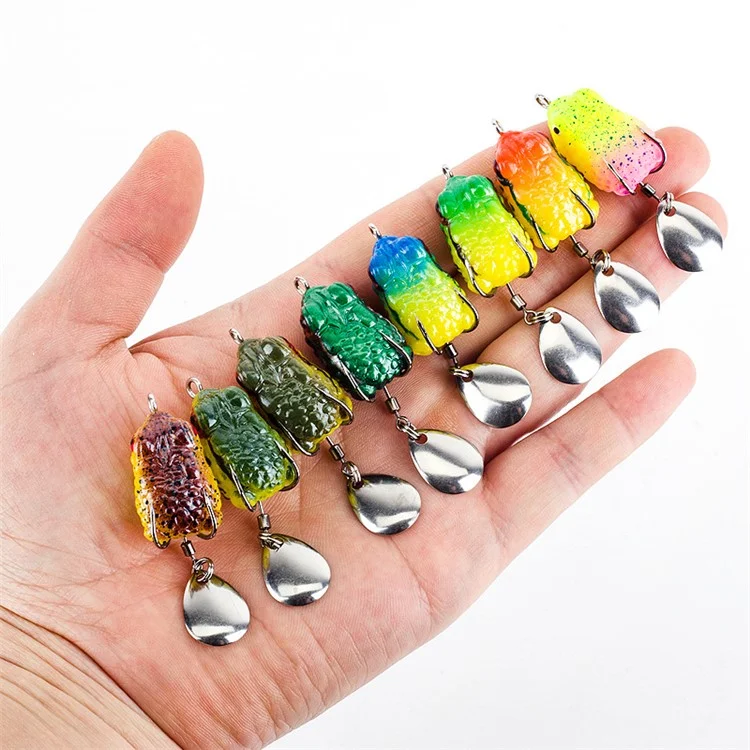 Mini Frog Lure 2.5cm 3g Soft Body Double Hook Fishing Bait with Noisy Sequin - Color 10