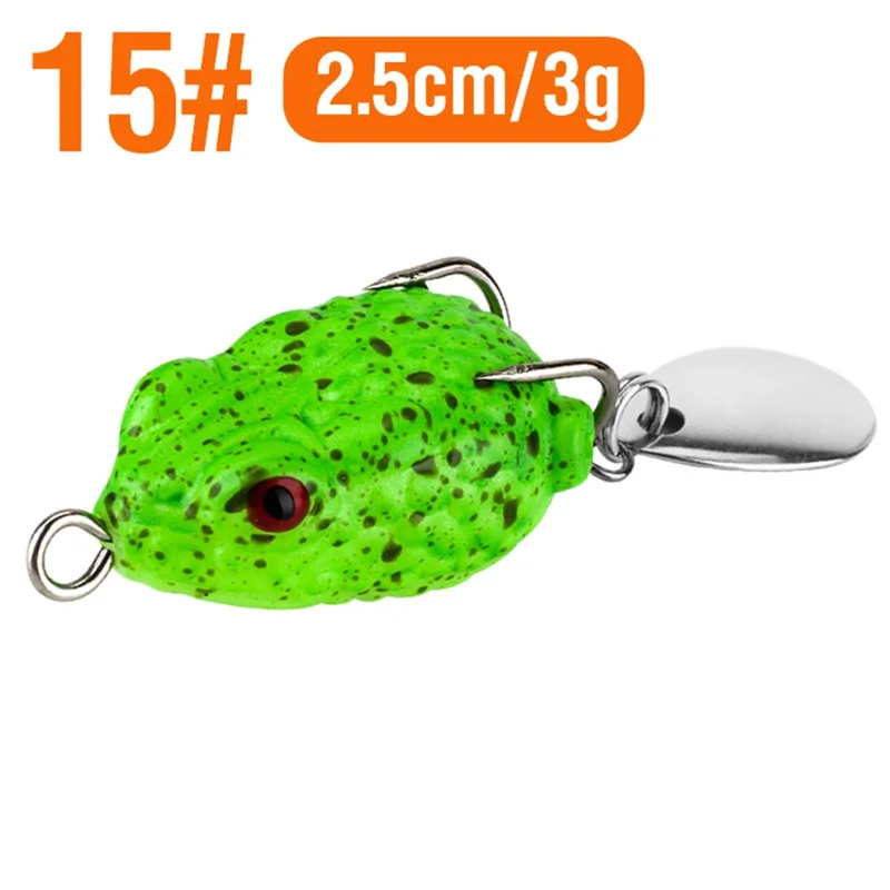 Mini Frog Lure 2.5cm 3g Soft Body Double Hook Fishing Bait with Noisy Sequin - Color 15