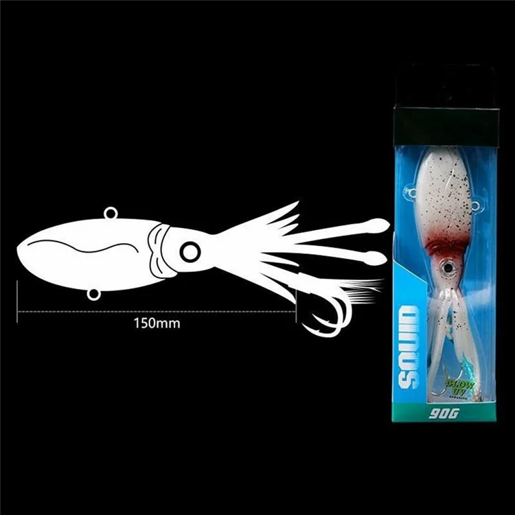 LETOYO 150mm 130g Deep Sea Luminous Squid UV VIB Lure Fishing Bait for Sea Fishing Boat Trolling - Style A