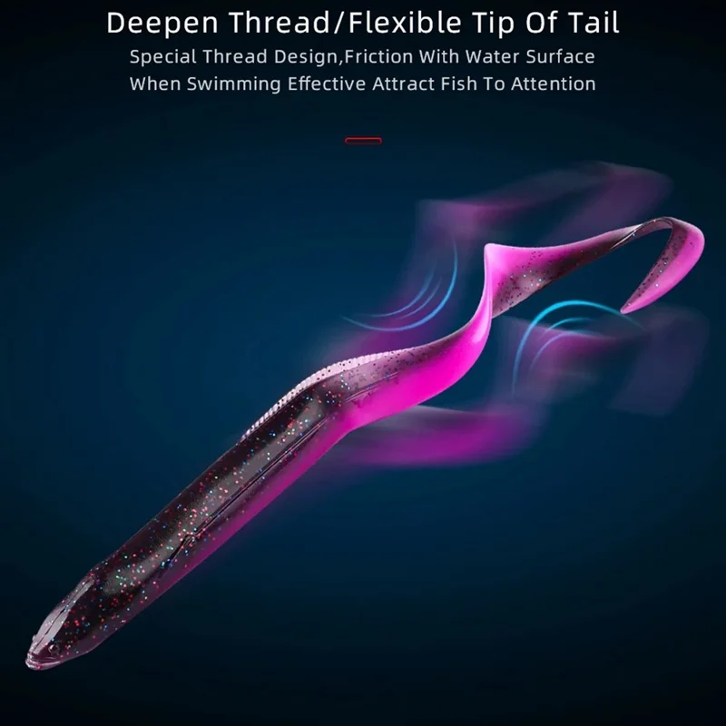 BEARKING 5 Iscas Soft Curly Tail 15cm 10,5g Isca de Pesca para Baixo, Truta e Perca - A