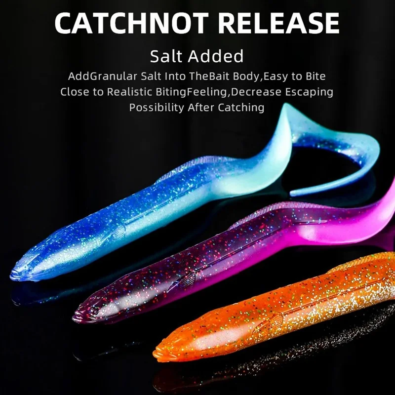 BEARKING 5 Iscas Soft Curly Tail 15cm 10,5g Isca de Pesca para Baixo, Truta e Perca - A