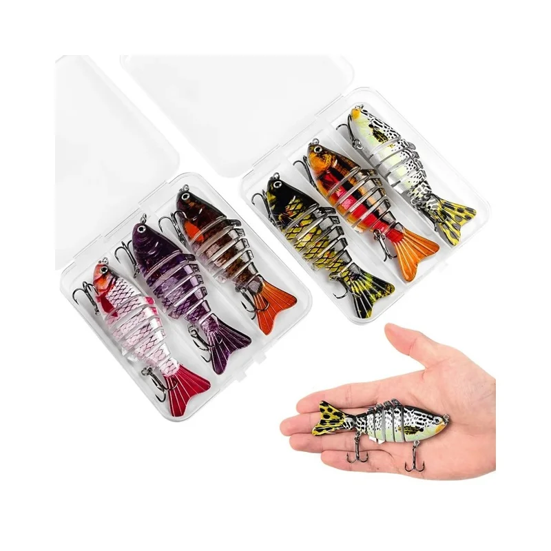 3Pcs 10cm 15g Fishing Lures Set Multi-Jointed Crankbait Hard Bait Artificial Lure with Storage Box - B