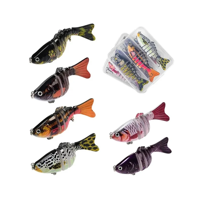 3Pcs 10cm 15g Fishing Lures Set Multi-Jointed Crankbait Hard Bait Artificial Lure with Storage Box - B